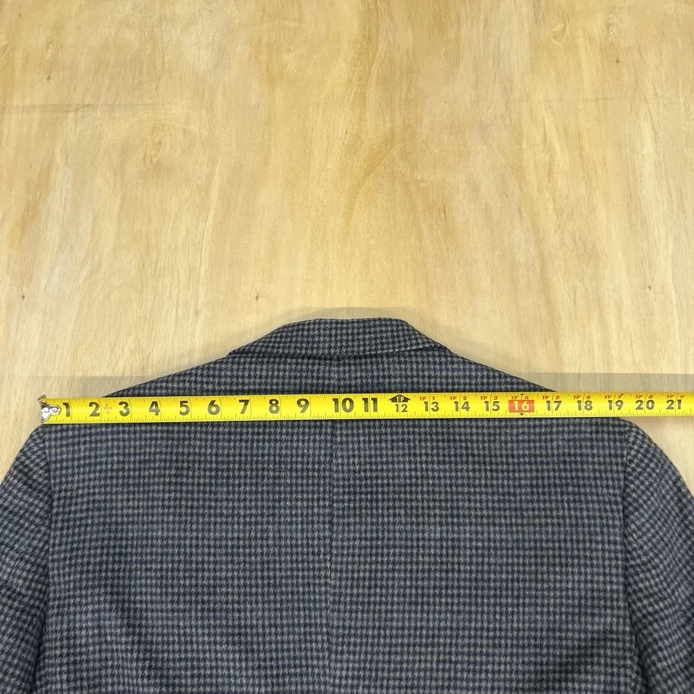 Vintage‎ Robert Stock Blazer Sport Coat Mens 40L Long Wool Flannel Gray/Navy